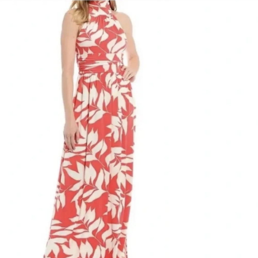 ELIZA J Tropical Leaves Print Maxi Dress